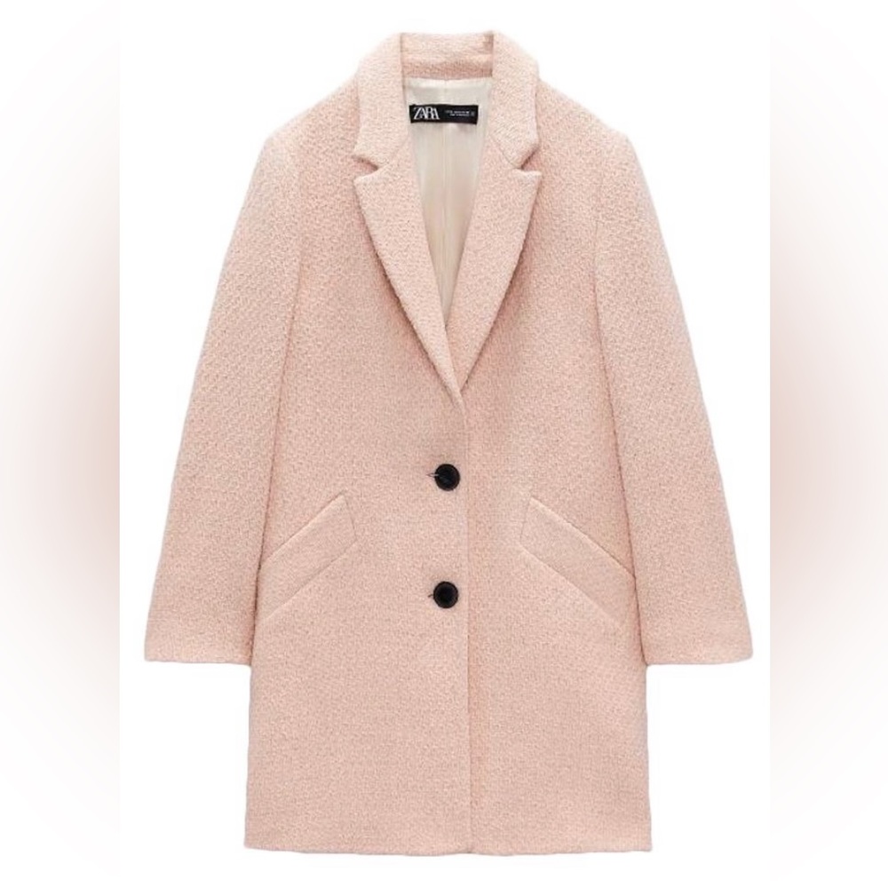 NWT Zara Pink Textured Weave Coat XS
